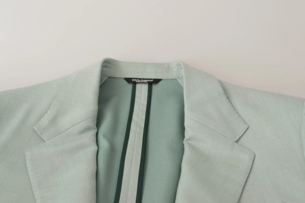 Veste blazer dolce & gabbana en cachemire vert clair avec tissu texturé subtil et rayures verticales vert foncé à lintérieur