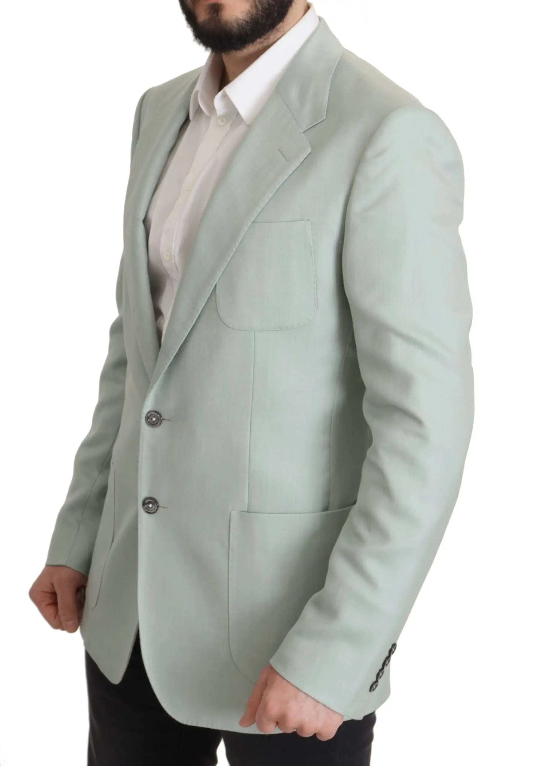 Veste blazer dolce & gabbana en cachemire vert clair avec coupe ajustée et deux boutons devant