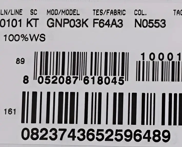 Étiquette tissée blanche avec code-barres noir et texte imprimé sur pantalon d’entraînement en cachemire vert dolce & gabbana
