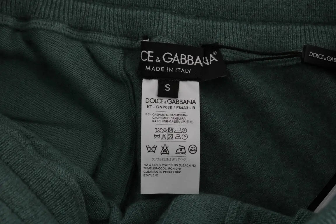 Pantalon d entraînement vert en cachemire dolce & gabbana avec taille côtelée taille s