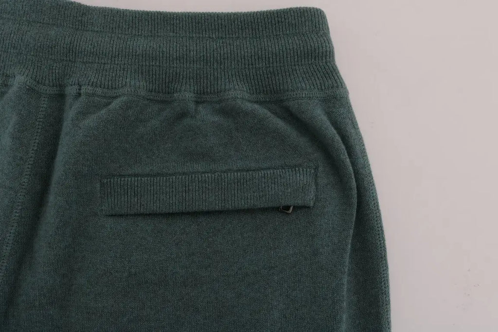 Pantalon de jogging dolce & gabbana vert en cachemire avec taille côtelée et poche avant en maille foncée