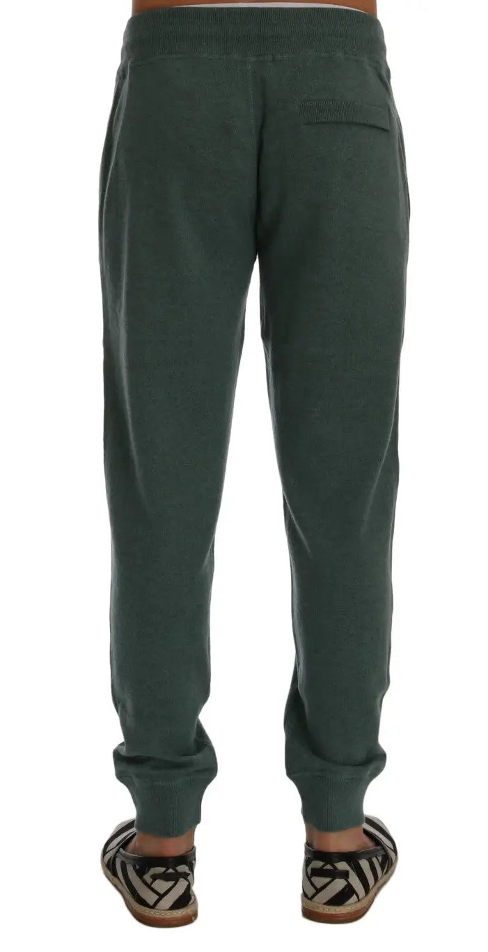 Joggers dolce & gabbana vert foncé en cachemire avec coupe décontractée et poignets élastiques