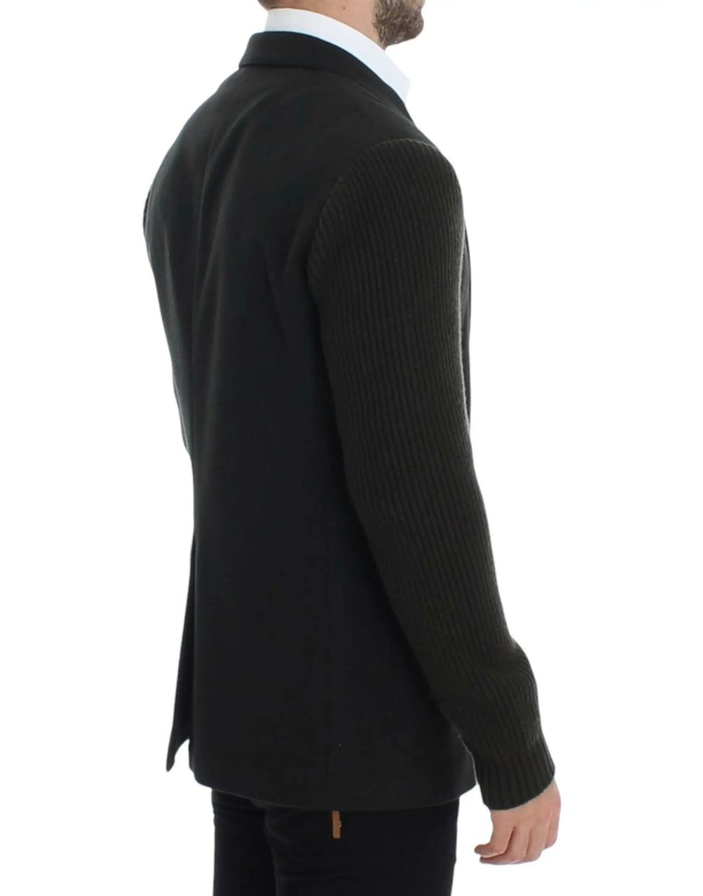 Blazer dolce & gabbana vert en cachemire deux boutons avec coupe ajustée et texture subtile en maille côtelée noire