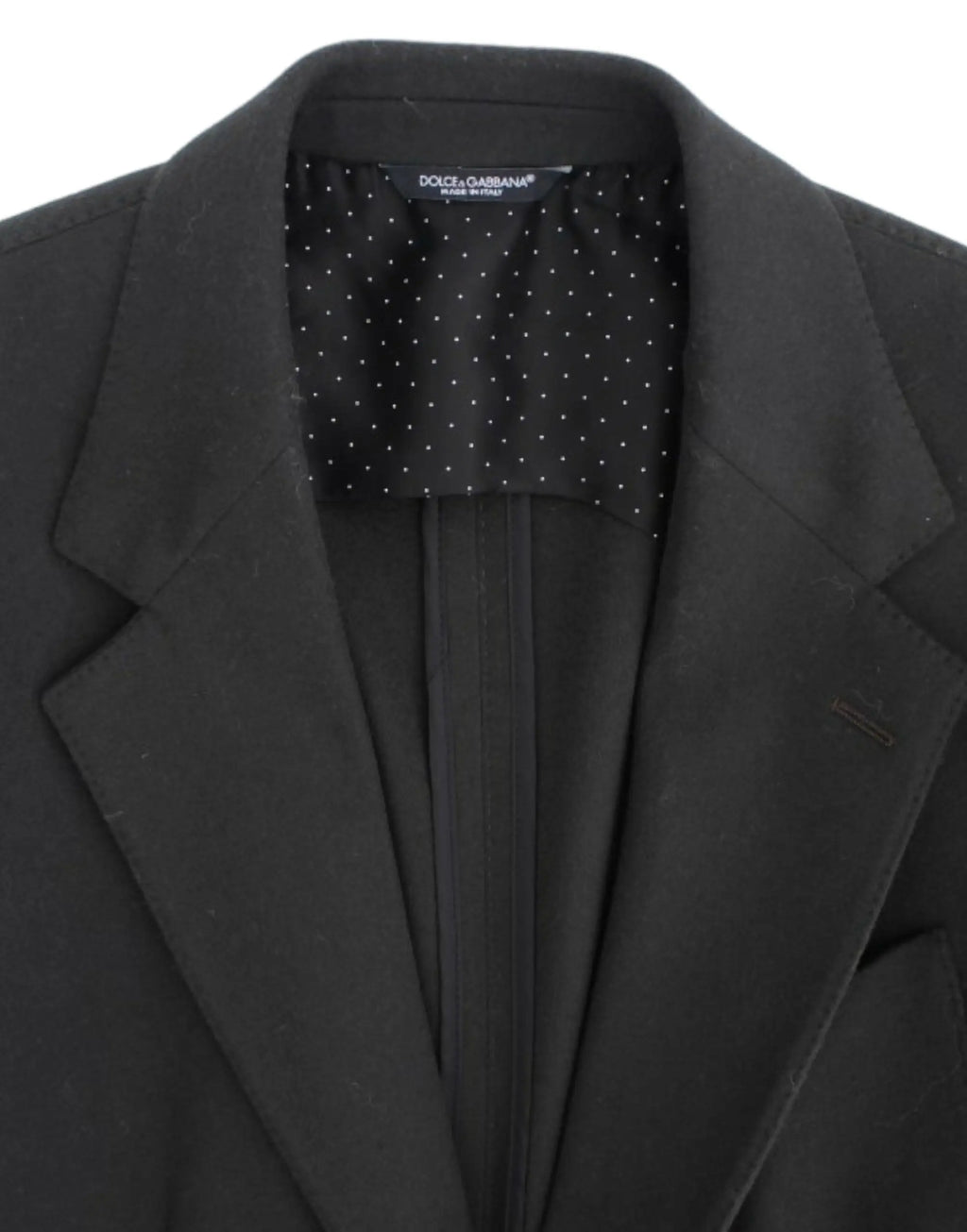 Dolce & gabbana blazer homme noir en laine verte avec doublure à pois noir et blanc et tissage texturé subtil