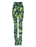 Jeans denim dolce & gabbana taille haute avec effet tie-dye vert néon et bleu foncé vibrants