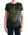 T-shirt noir à manches courtes en coton dolce & gabbana avec motif orno de sapin de noël et happy new year 2017