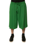 Bermuda homme dolce gabbana en mélange de coton vert avec coupe ample, cordon de serrage et branding vertical subtil