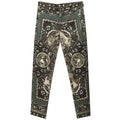 Pantalon casual vert en coton dolce gabbana avec imprimé vintage complexe orné de portraits et motifs floraux crème et noir