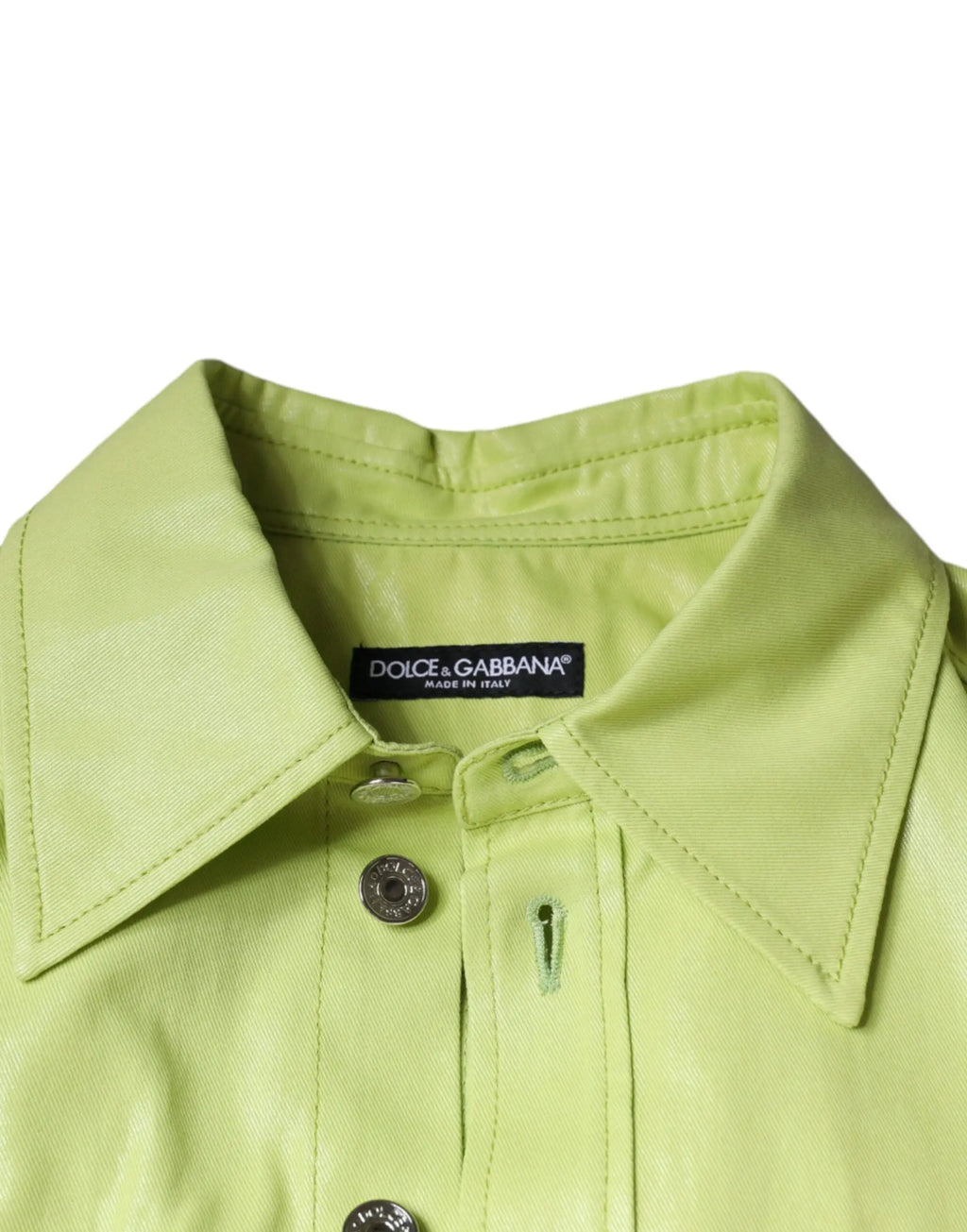 Chemise verde dolce & gabbana en coton avec col structuré et boutons métalliques pour homme