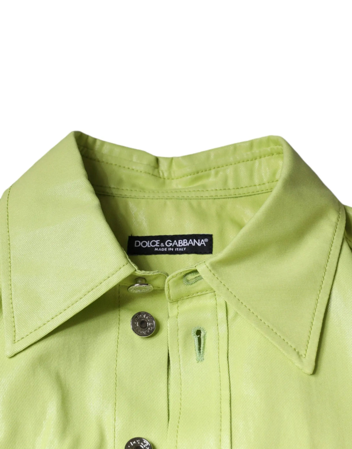 Chemise verde dolce & gabbana en coton avec col structuré et boutons métalliques pour homme