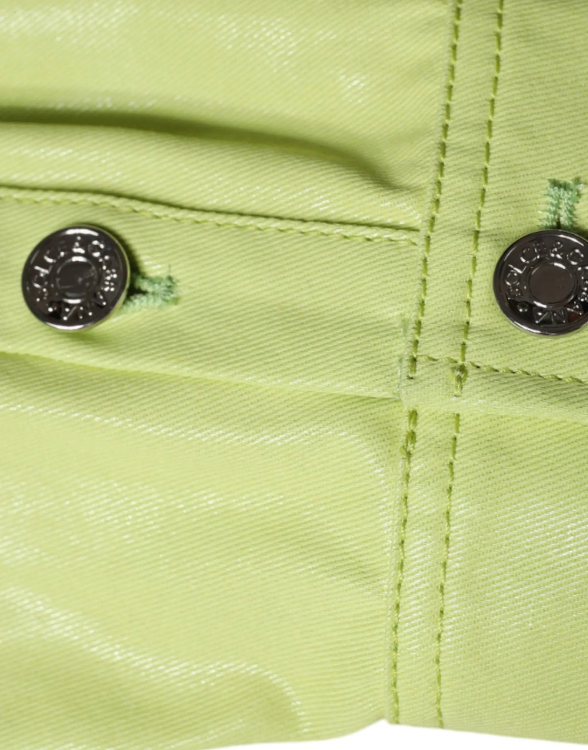 Short en denim vert citron avec boutons métalliques argentés circulaires pour homme dolce & gabbana coton col à boutons