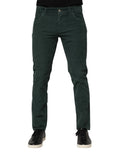 Pantalon skinny en velours côtelé coton vert foncé dolce gabbana avec coupe slim et design cinq poches classique