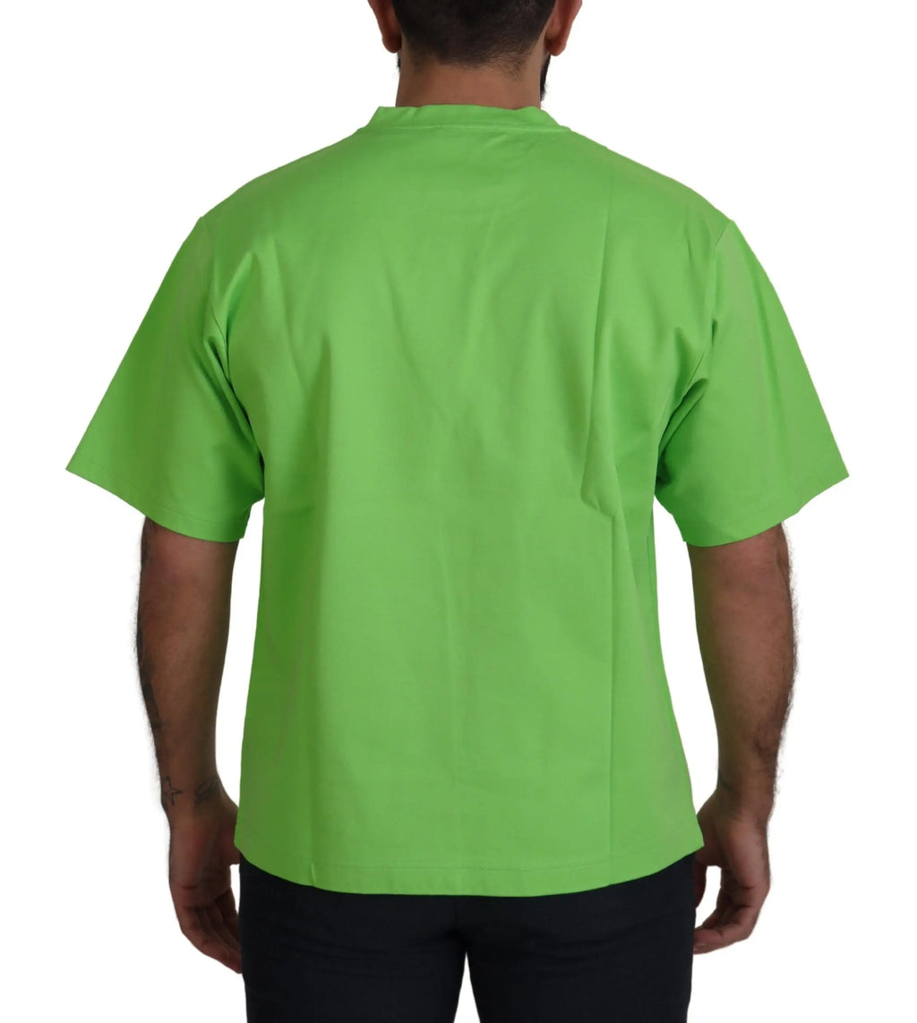 T-shirt dolce & gabbana vert lime en coton avec manches courtes et col rond simple
