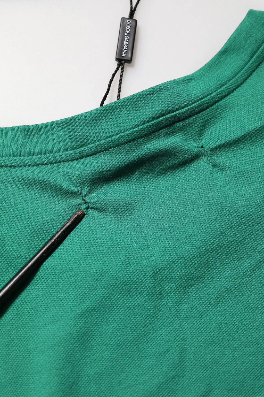 T-shirt en coton vert dolce gabbana avec logo imprimé et étiquette noire au col