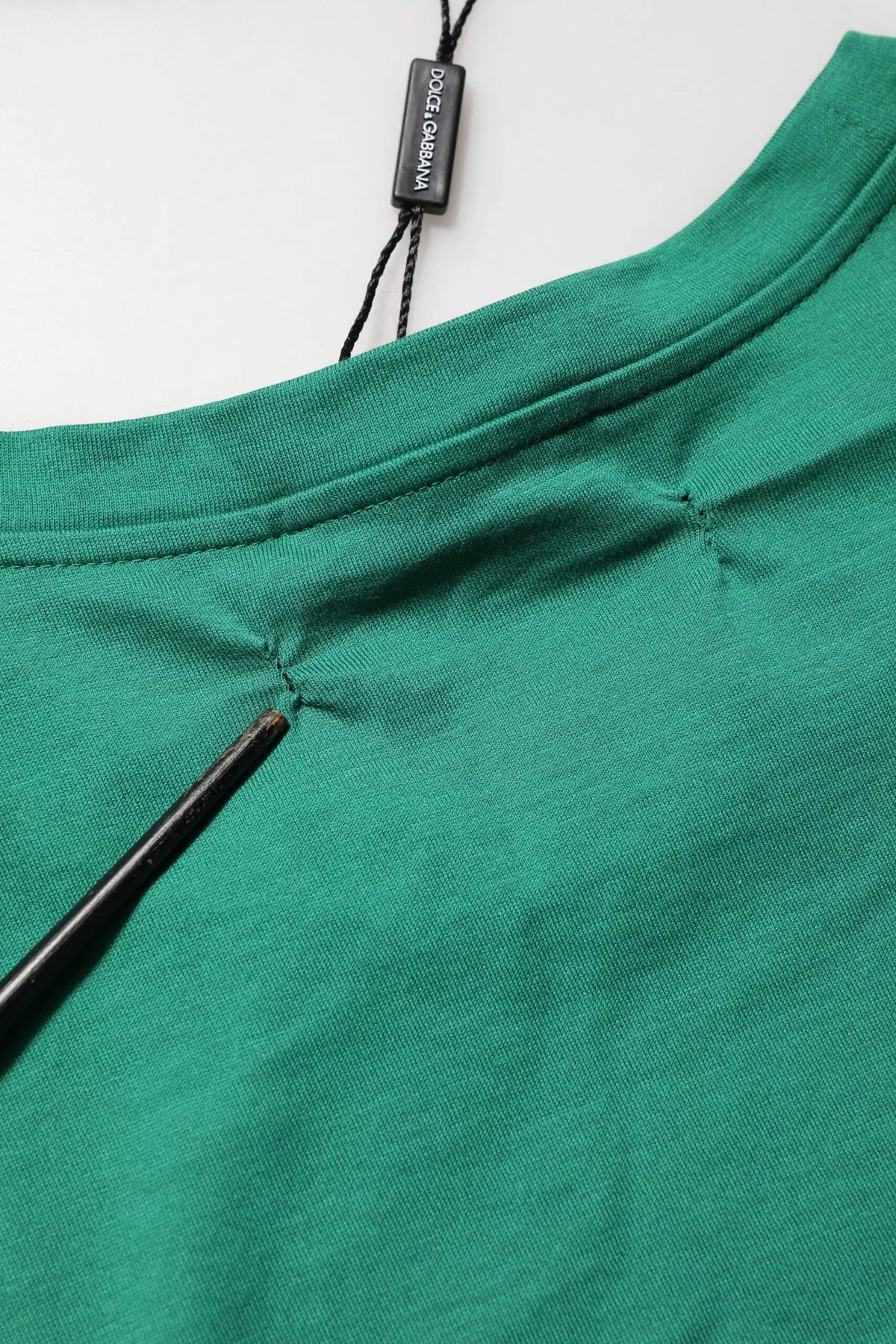 T-shirt en coton vert dolce gabbana avec logo imprimé et étiquette noire au col