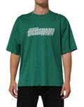 T-shirt oversize vert dolce & gabbana en coton avec logo blanc imprimé et col rond