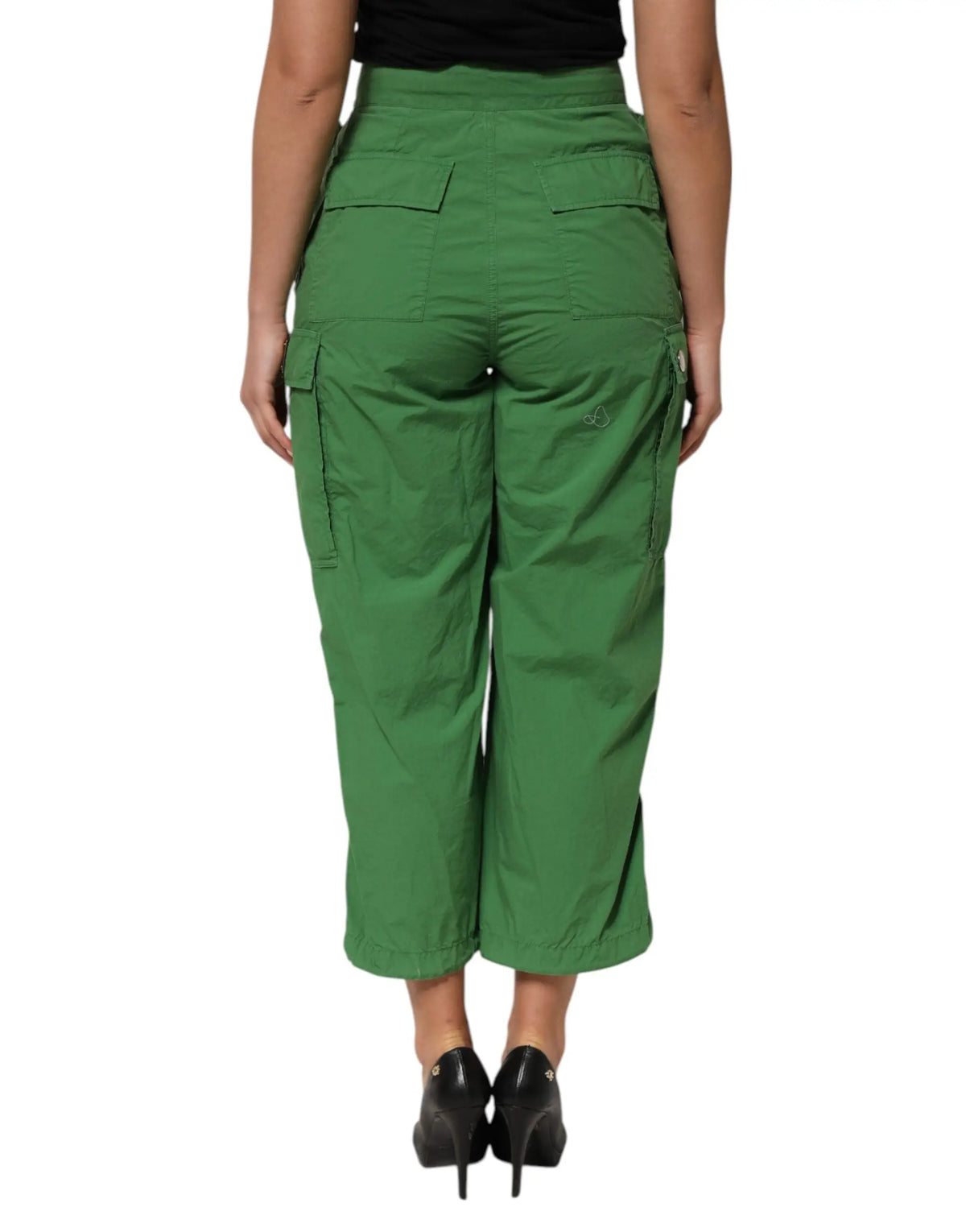 Pantalon cargo dolce & gabbana vert en coton taille haute avec plusieurs poches au design fonctionnel et décontracté