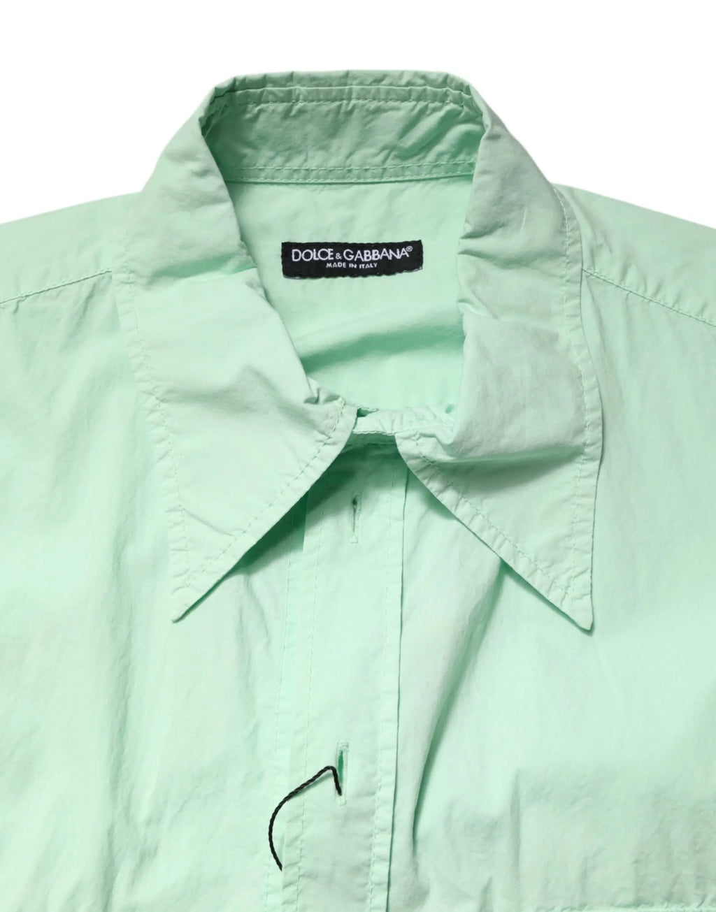 Chemise décontractée pour homme dolce & gabbana en coton vert menthe manches courtes avec col classique et détails de couture subtils