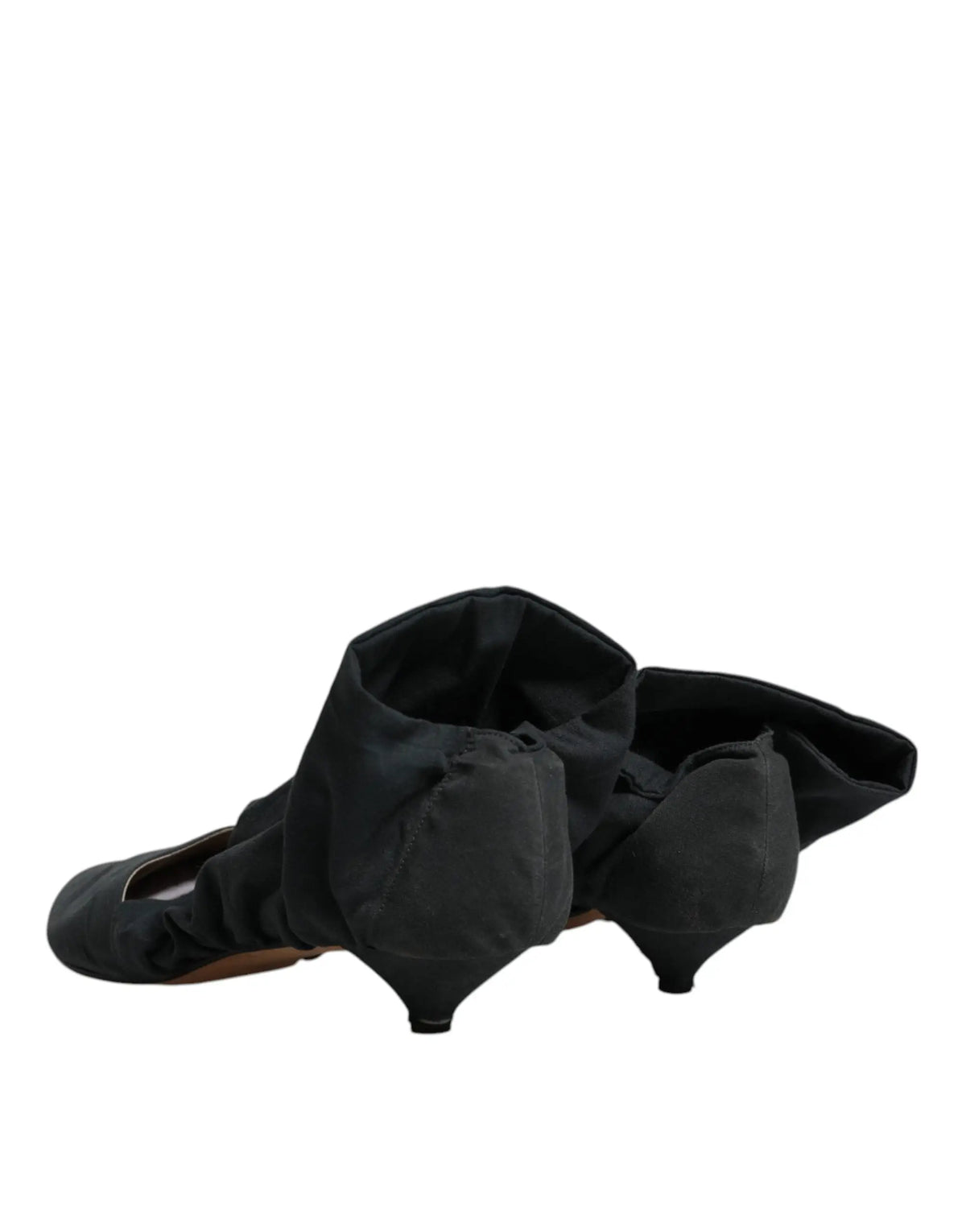 Dolce & gabbana bottines vertes en coton style chaussette avec talon haut élégant et tissu satin noir doux plissé