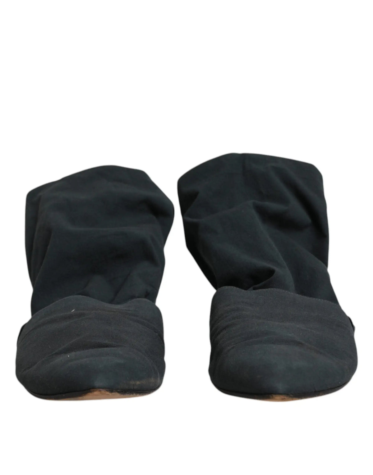 Chaussures dolce & gabbana vertes type chaussettes en coton avec tissu noir doux et texture légèrement froissée