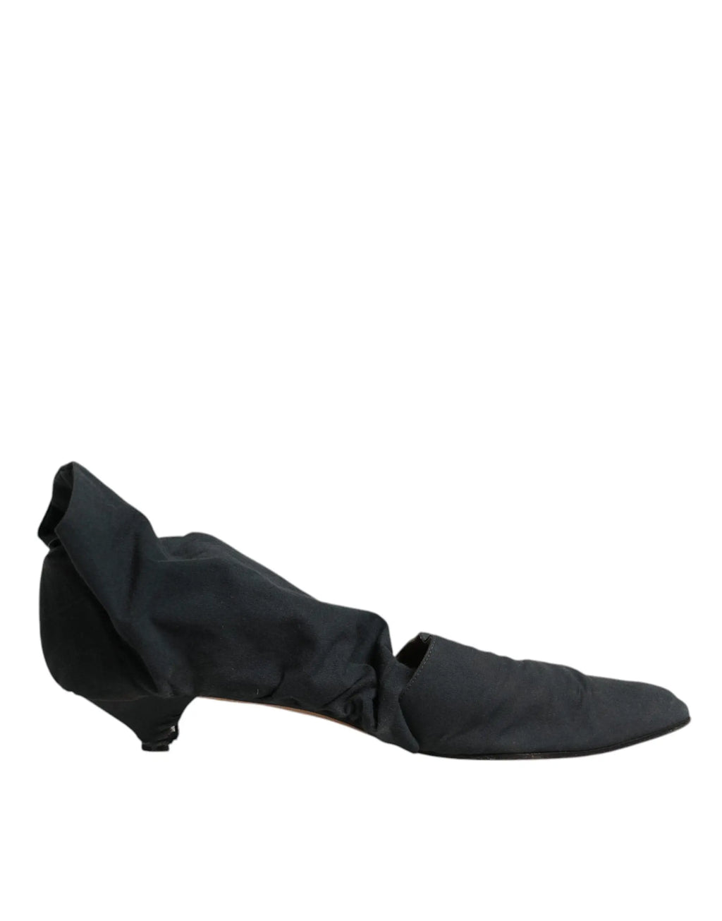 Chaussure dolce & gabbana noire en satin avec talon bas et détail froncé style bottine en coton vert