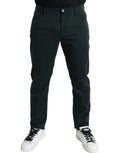 Jean slim en denim stretch vert foncé pour homme de Dolce & Gabbana avec cinq poches classiques et fermeture à boutons