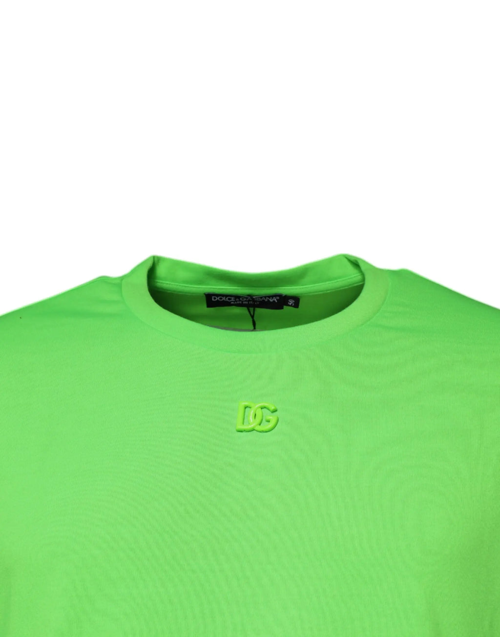 T-shirt dolce & gabbana vert néon en coton avec logo dg brodé sur la poitrine col rond