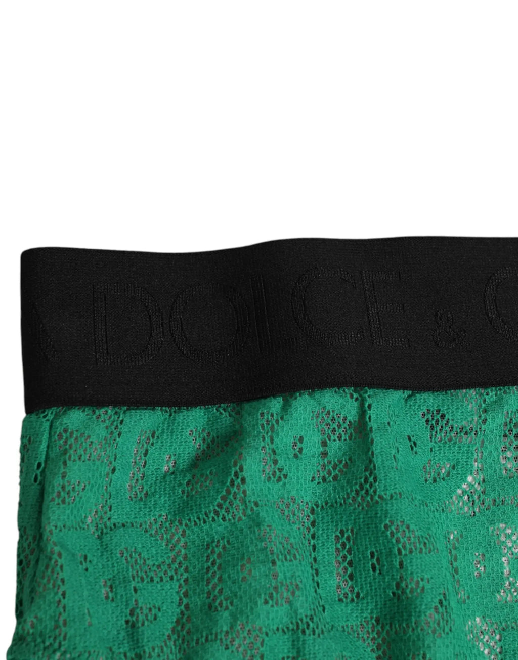 Slip taille haute dolce & gabbana en dentelle verte émeraude avec ceinture élastique noire logo dg