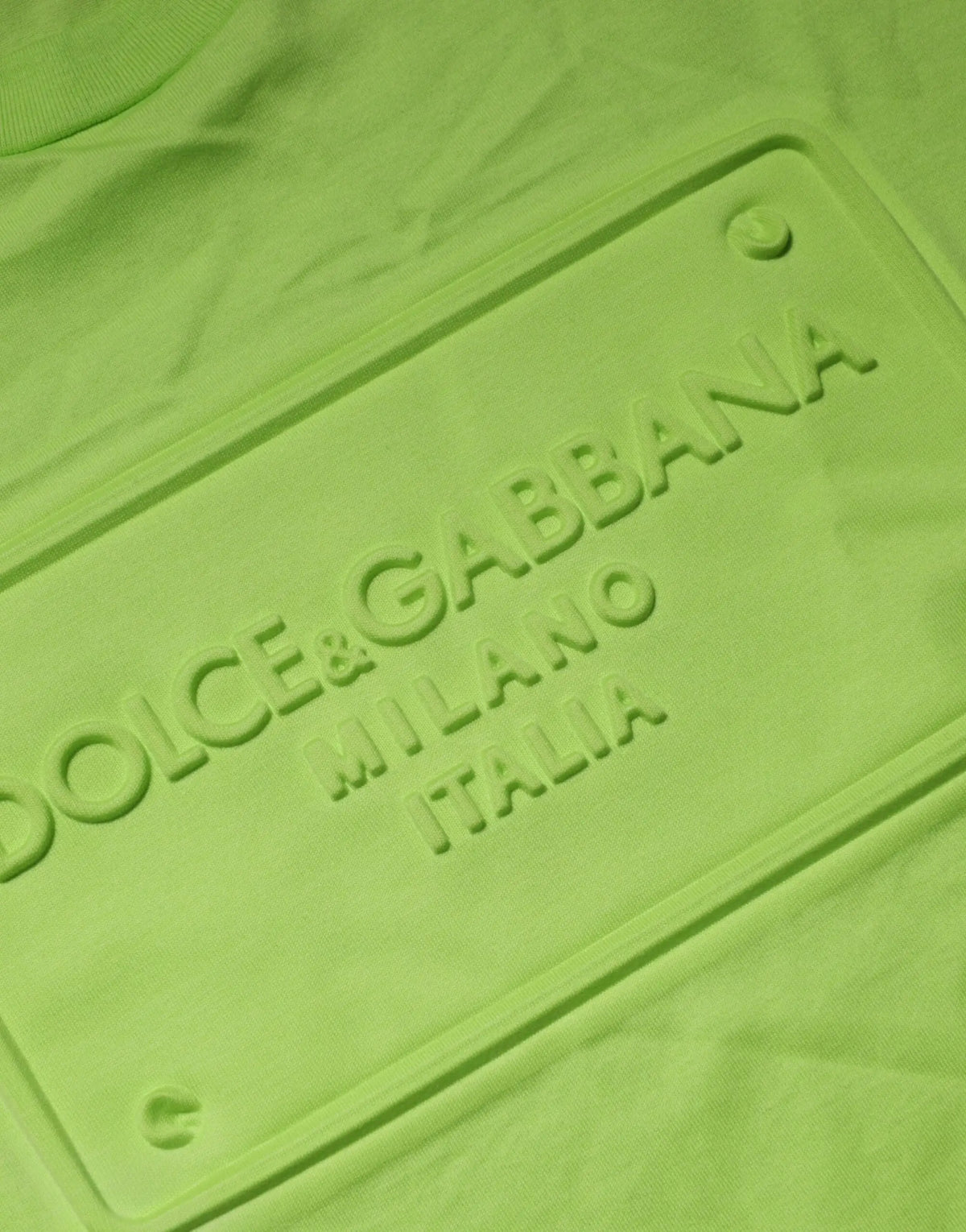 T-shirt en coton vert dolce & gabbana avec patch brodé milano italia embossé col rond