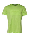 T-shirt vert lime dolce & gabbana en coton avec logo rectangulaire en relief sur la poitrine