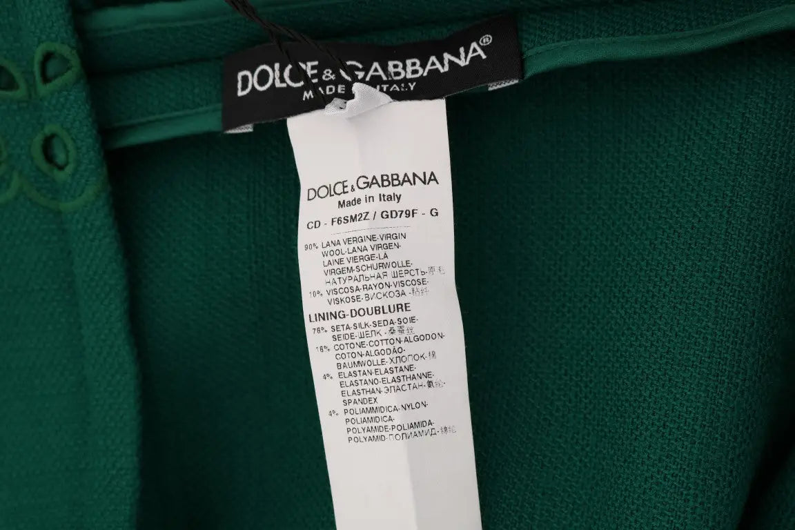 Robe verte floreale dolce & gabbana en laine viscose et elastane fabriquée en italie avec decoupes en soie