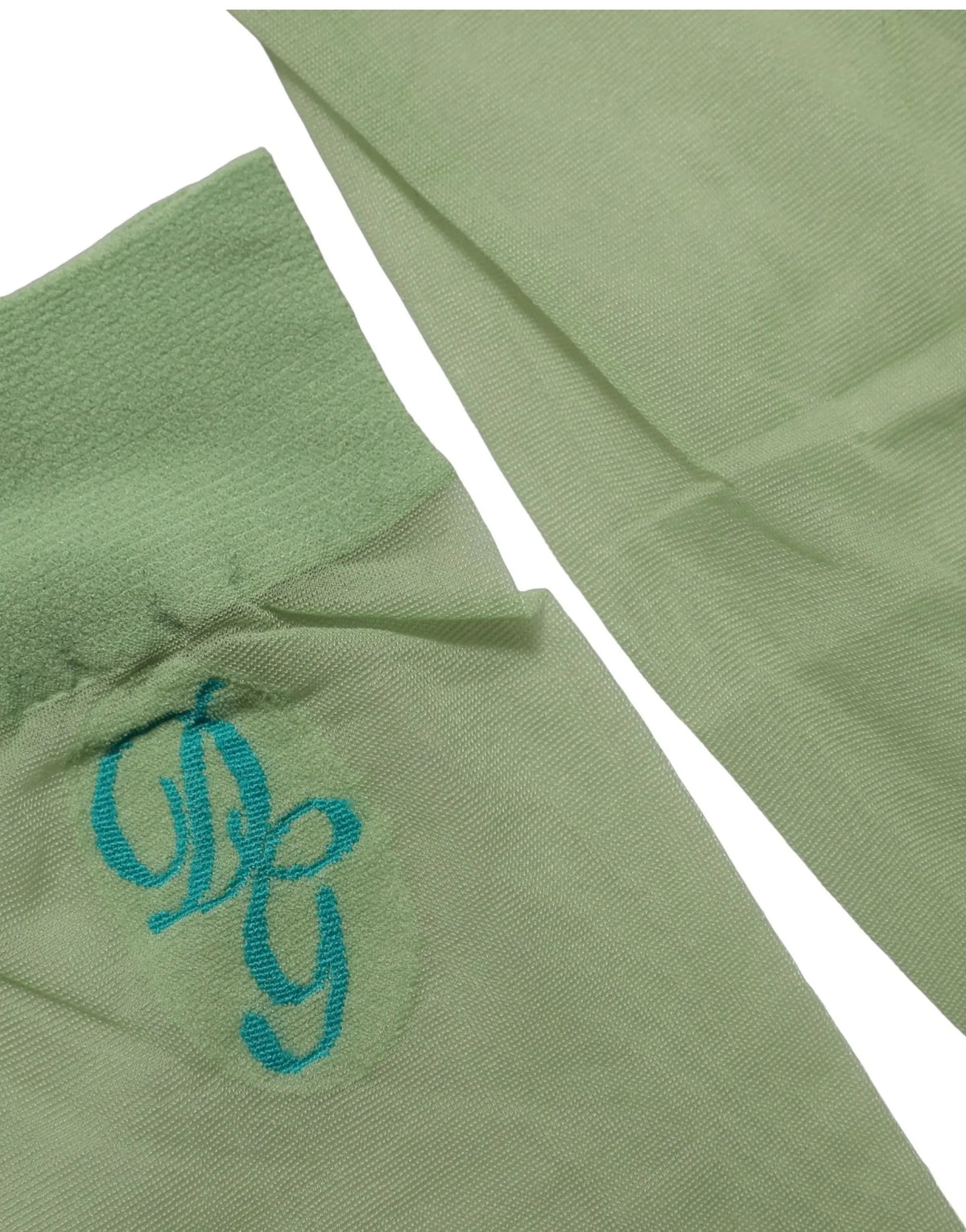Chaussettes fines vertes dolce & gabbana en nylon avec motif monogramme brodé bleu sarcelle