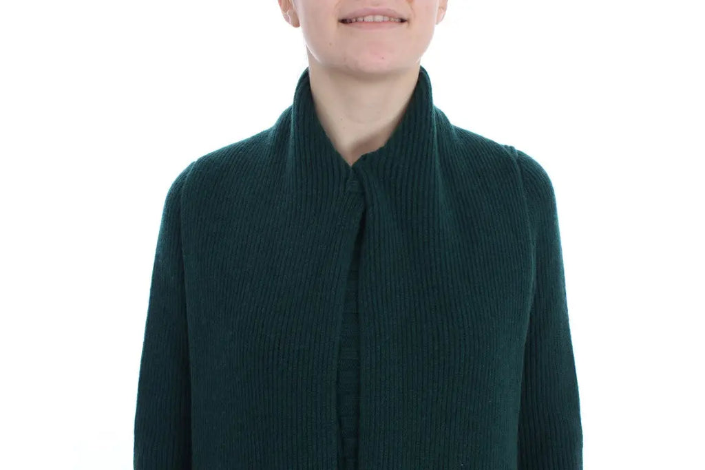 Dolce & gabbana cardigan en cachemire vert sombre côtelé à col montant avec fermeture à boutons