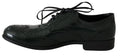 Dolce & gabbana chaussures brogue oxford en cuir vert avec perforations et talon bas en cuir verni noir