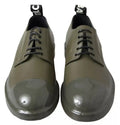 Chaussures habillées dolce & gabbana en cuir vert olive verni avec bout brillant et lacets noirs