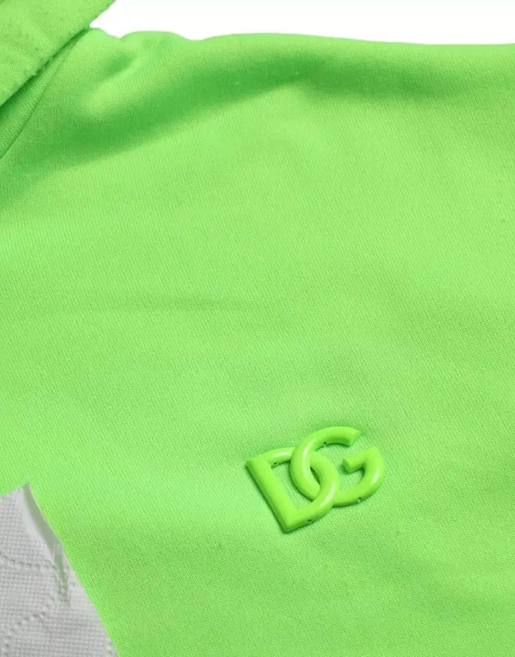 Sweat à capuche dolce & gabbana vert avec logo dg vert néon brodé sur le devant en tissu confortable
