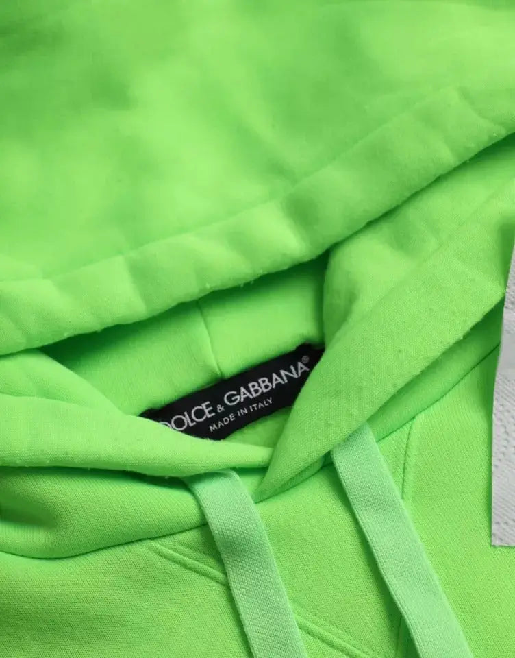 Sweat à capuche dolce & gabbana vert fluo avec cordons assortis et étiquette noire visible