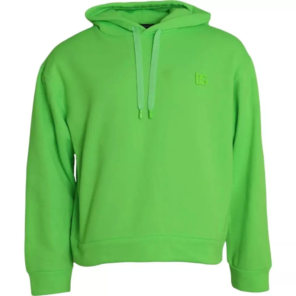 Dolce & gabbana sweat à capuche vert neon avec logo brodé et cordons assortis en tissu confortable
