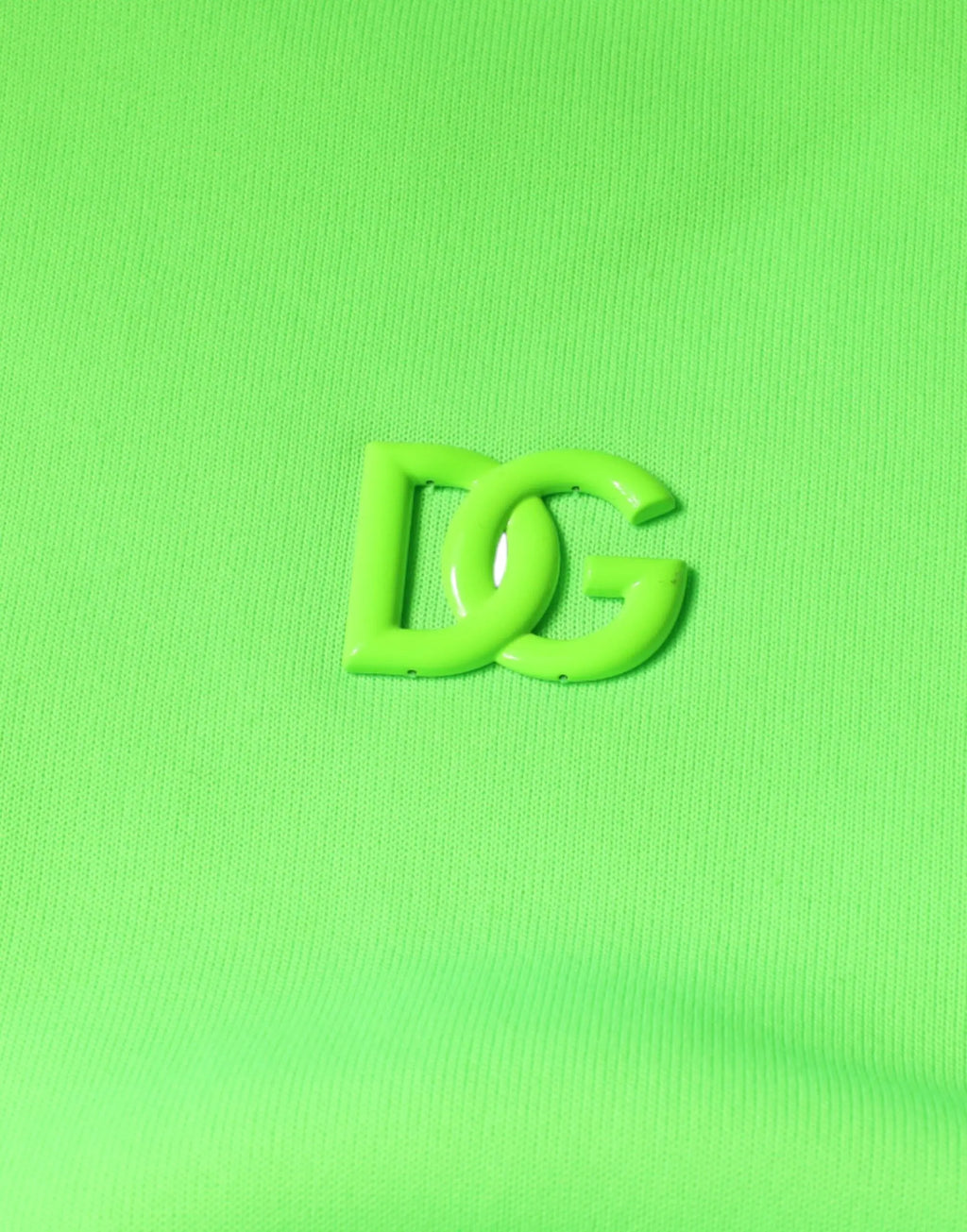 Patch logo dg vert néon sur tissu vert citron vif du sweat à capuche dolce & gabbana en coton