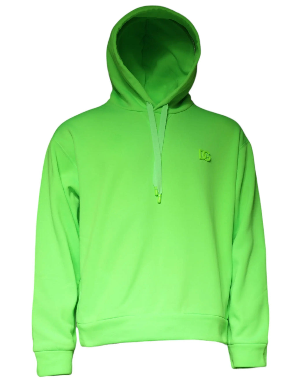 Sweat à capuche dolce & gabbana vert néon avec cordon assorti et petit logo brodé sur la poitrine