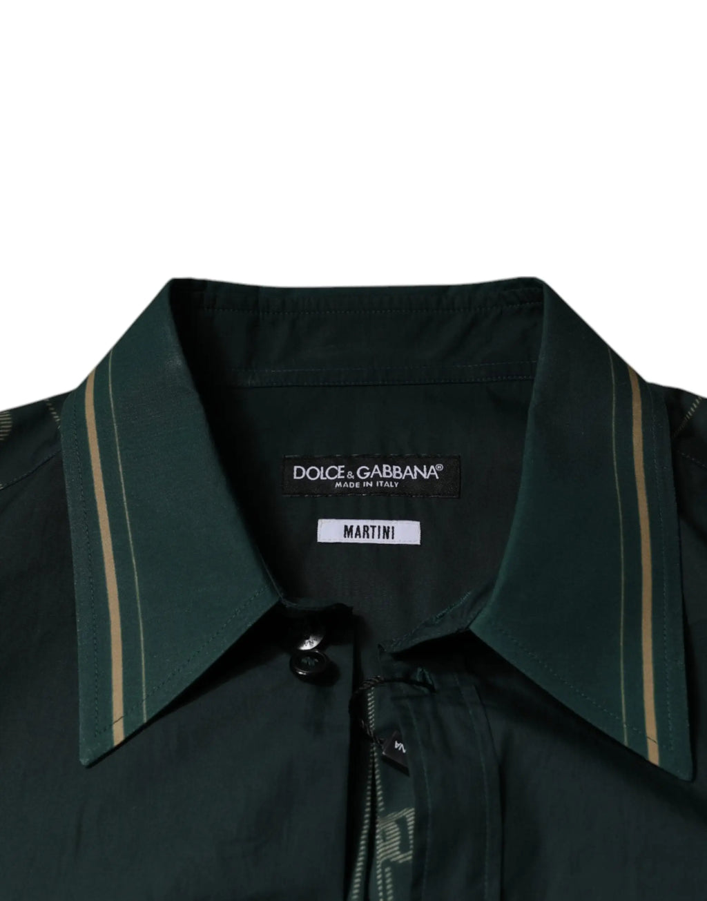 Chemise dolce & gabbana martini casual verte manches longues col orné de zip detail logo
