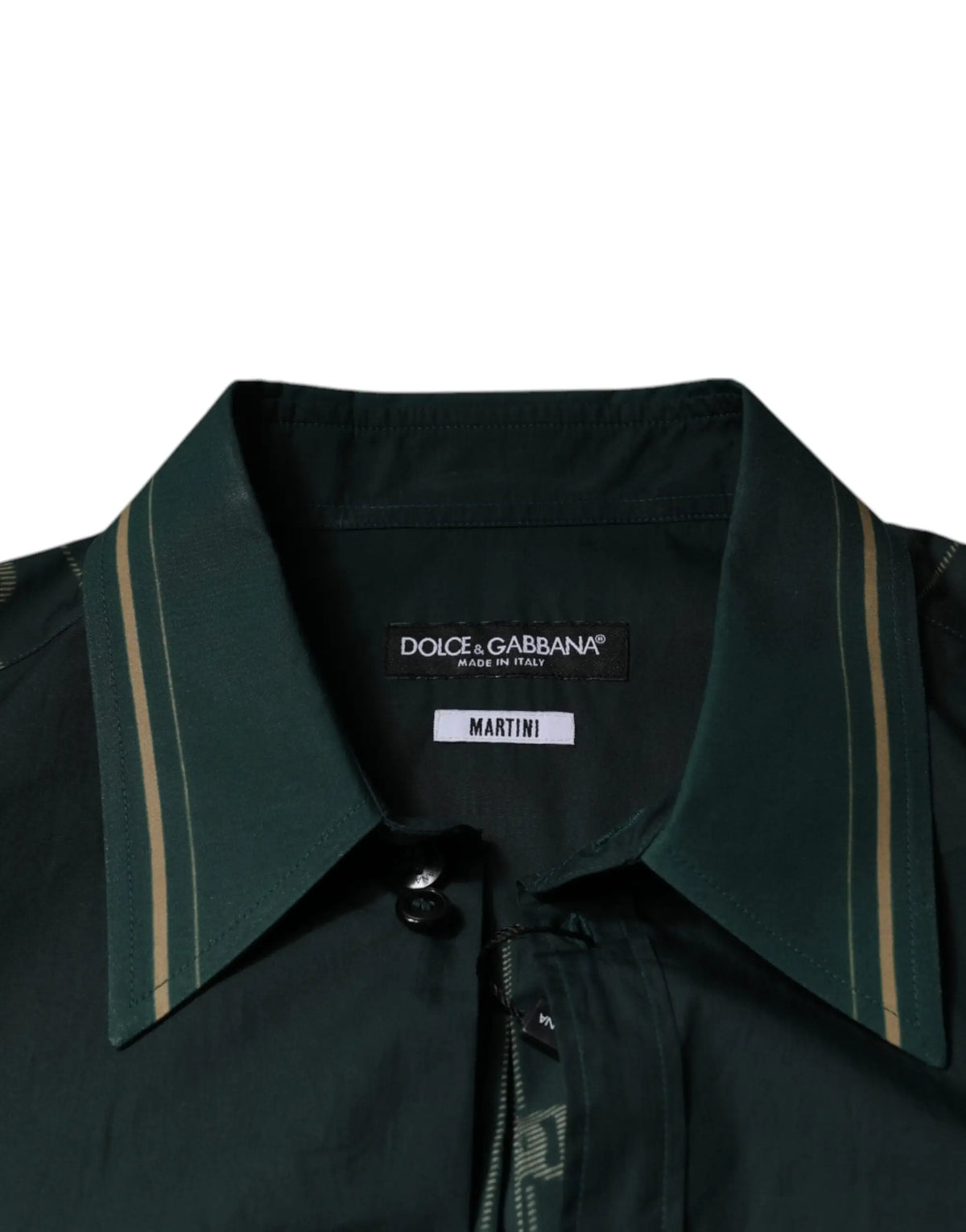 Chemise dolce & gabbana martini casual verte manches longues col orné de zip detail logo