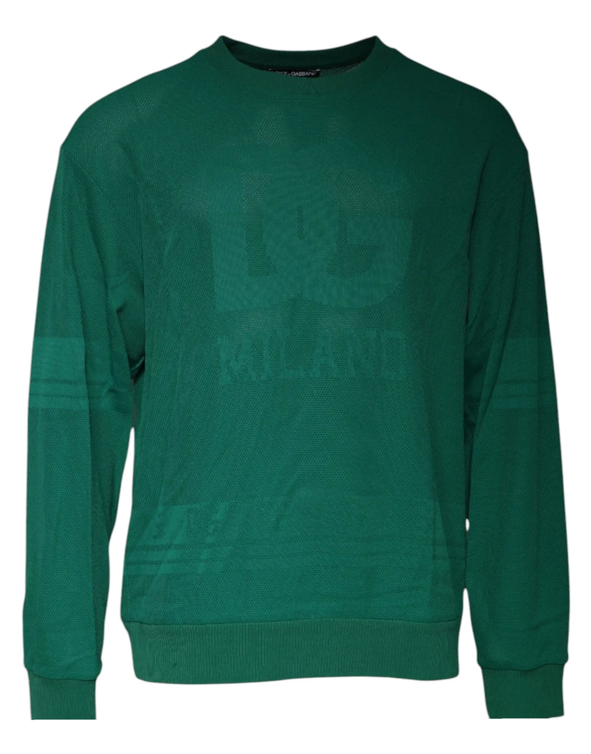 Sweatshirt dolce & gabbana vert foncé en nylon avec logo texturé subtil et poignets et ourlets côtelés assortis