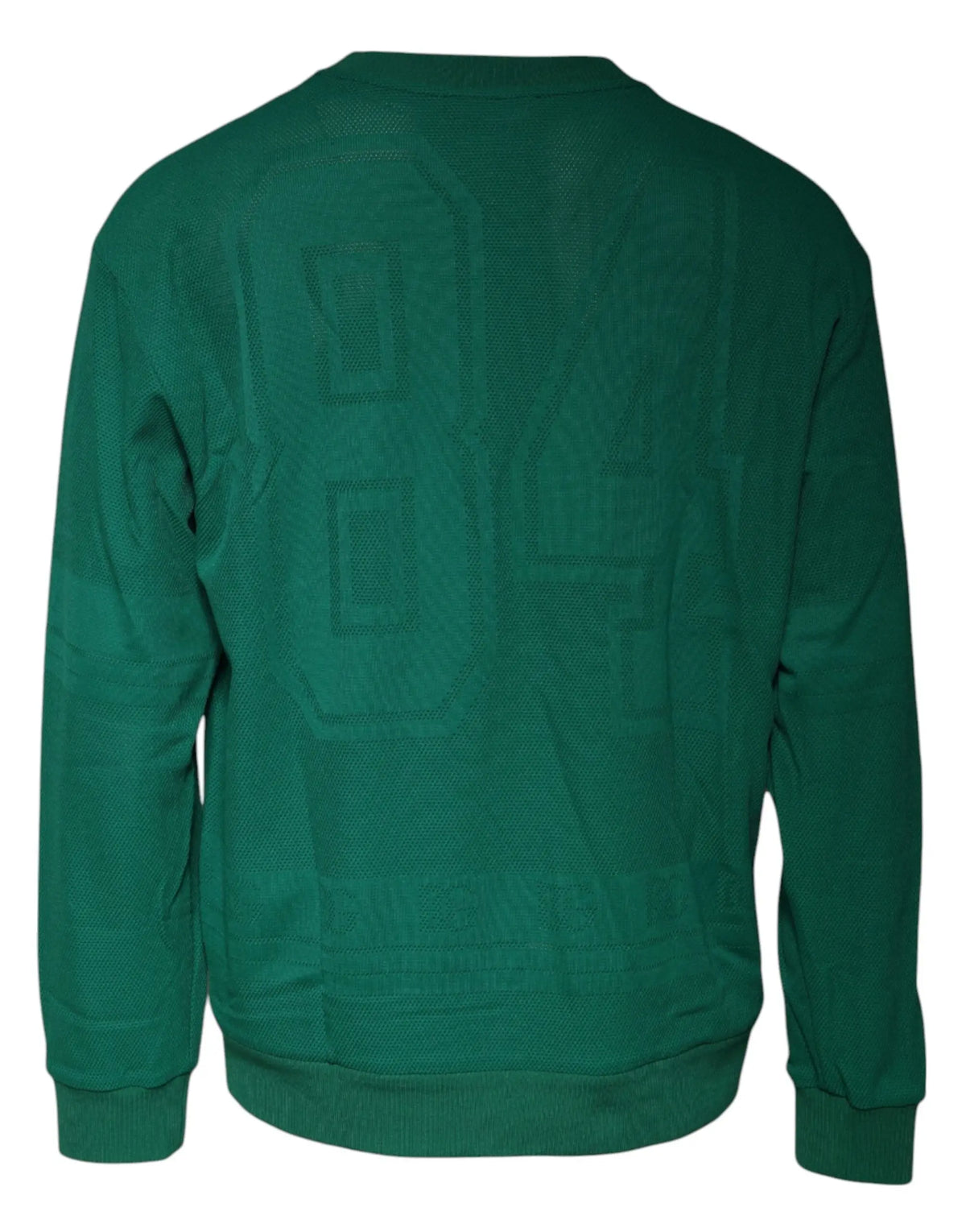 Sweatshirt dolce & gabbana vert foncé en nylon avec col rond et design texturé 84 en relief au dos