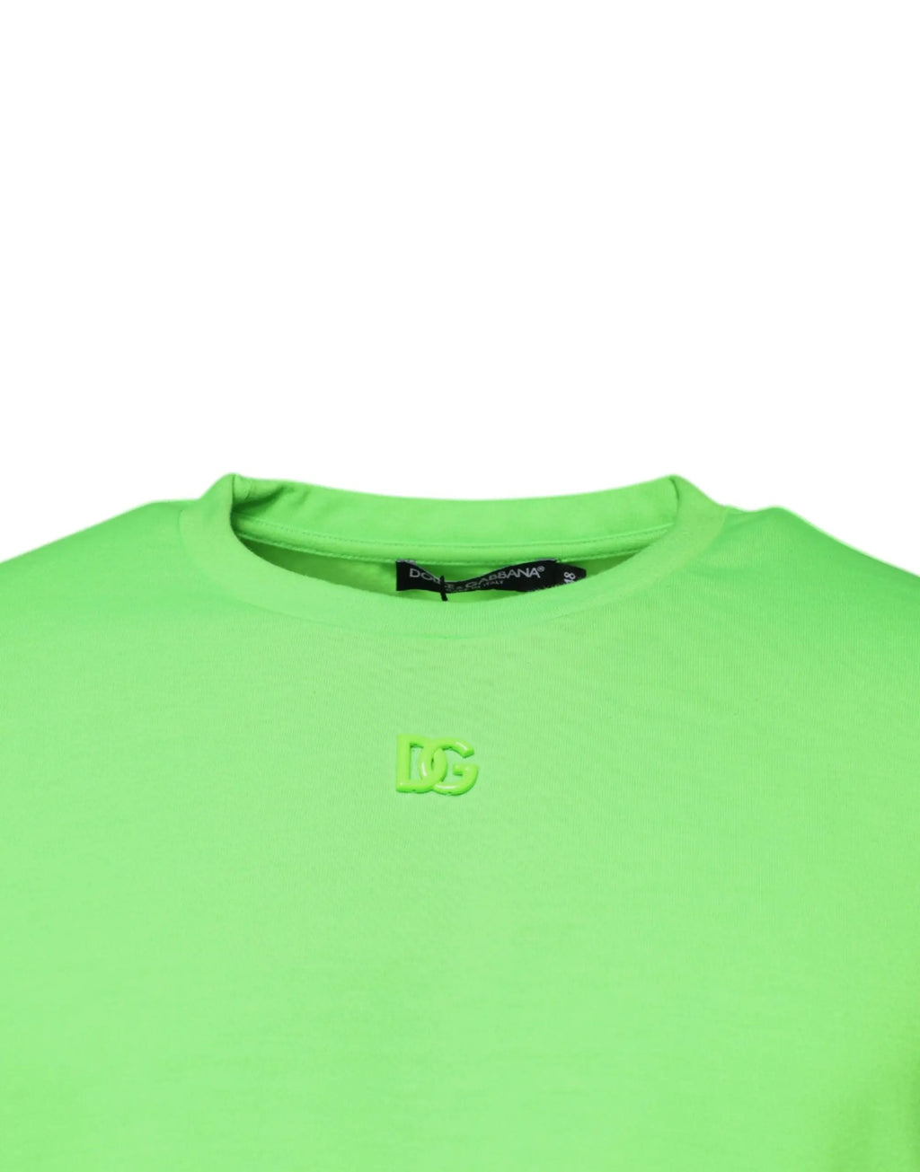 T-shirt dolce & gabbana vert néon en polyester avec logo brodé assorti sur la poitrine col rond