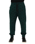 Joggers dolce & gabbana verts foncés avec motif logo noir répété pour homme en tissu confortable