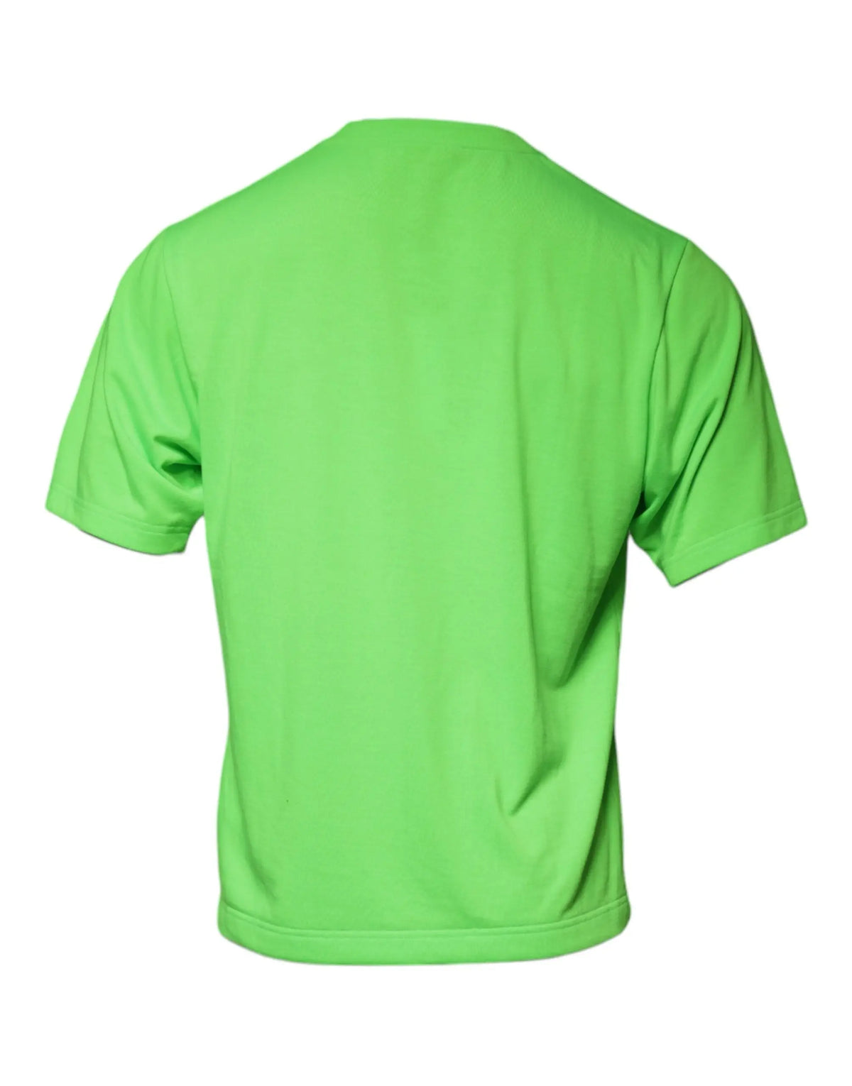 T-shirt dolce & gabbana vert néon à manches courtes avec col rond classique en tissu lisse légèrement texturé