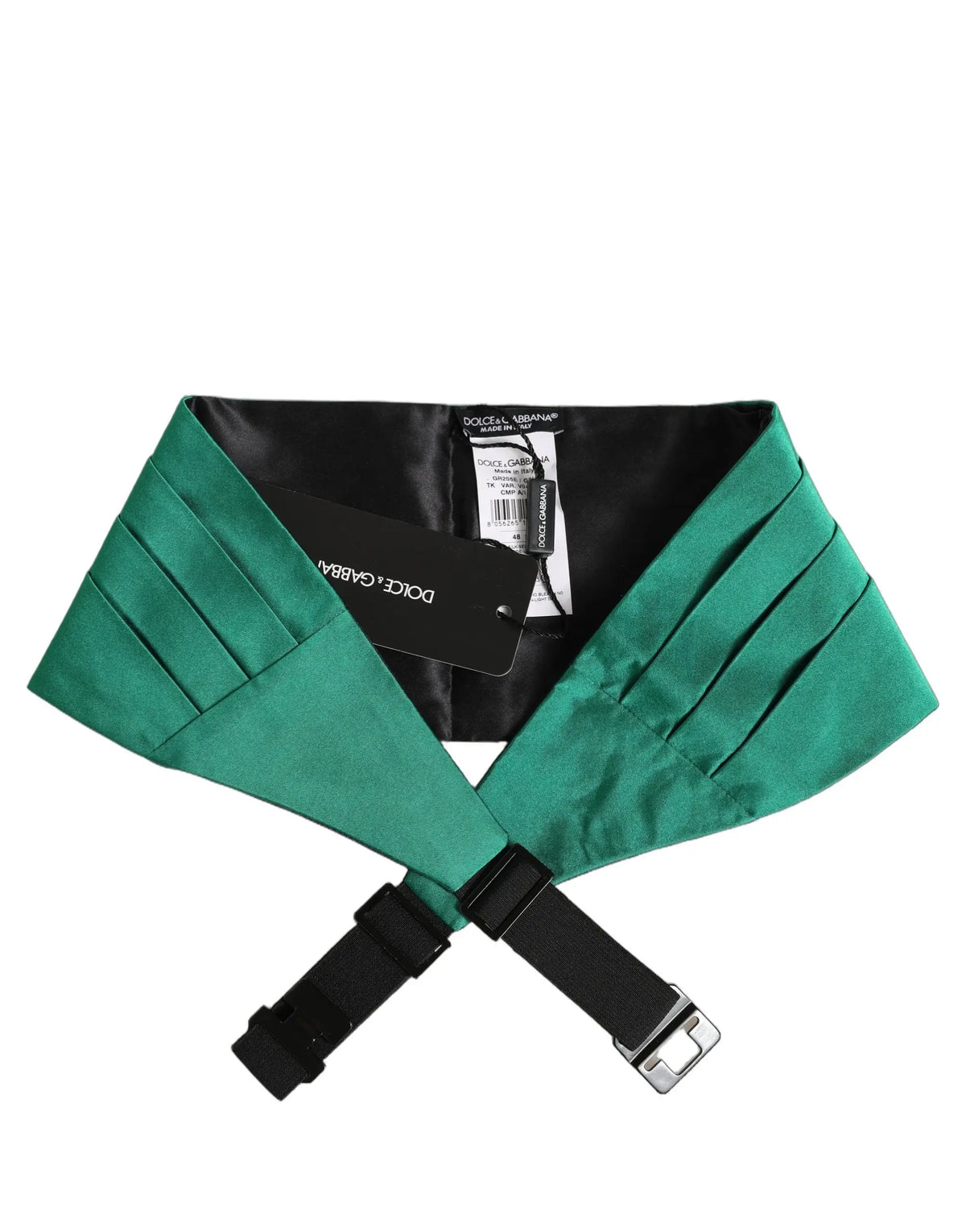 Dolce & gabbana green men 100% silk belted waist cummerbund with emerald green satin and black adjustable straps