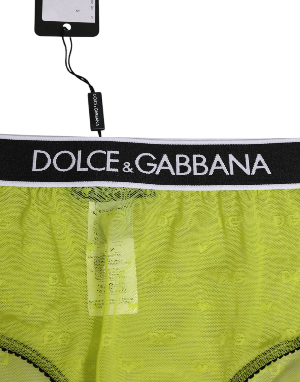 Briefs en filet nylon vert fluo avec taille noire dolce & gabbana pour sous-vêtements femme
