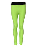 Leggings slim en nylon vert néon brillant avec taille élastique noire dolce & gabbana